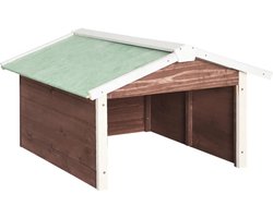 vidaXL - Overkapping - voor - grasmaaier - 72x87x50 - cm - vurenhout - mokka - en - wit