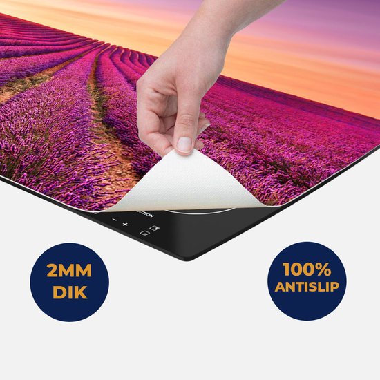 Chefcare Inductie Beschermer Paarse Lavendel Bloemenveld - 85x55 cm - Afdekplaat Inductie - Kookplaat Beschermer - Inductie Mat