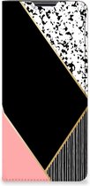 Bookcase Hoesje Motorola Edge 30 Pro Smart Cover Black Pink Shapes