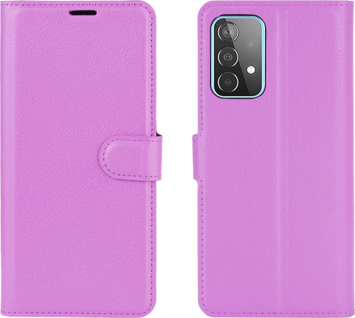 Mobigear Telefoonhoesje geschikt voor Samsung Galaxy A52 Hoesje | Mobigear Classic Bookcase Portemonnee | Pasjeshouder voor 3 Pasjes | Telefoonhoesje voor Pinpas / OV Kaart / Rijbewijs - Paars