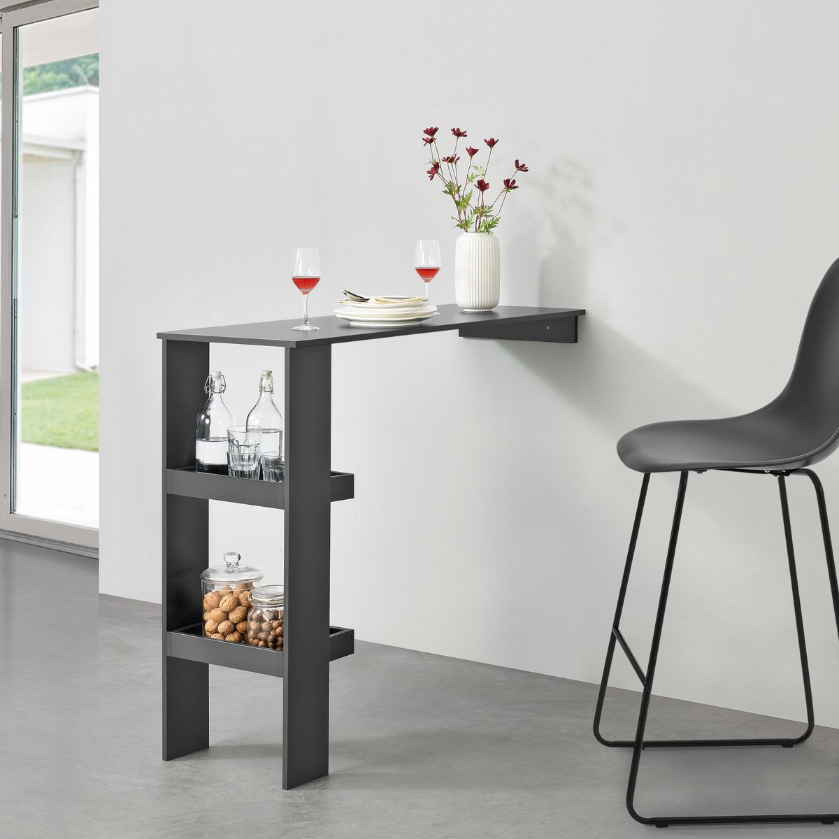 thumbnail: Bartafel Sölvesborg Wandmontage 120x45x106 Cm Wit - Met 2 Opbergplanken