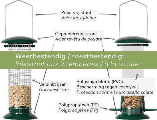 Esschert Design Roestvrij Stalen Vogelvoedersilo