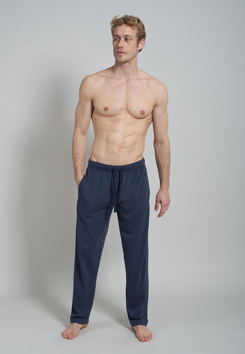 Ceceba heren pyjamabroek lang - blauw pied de poule