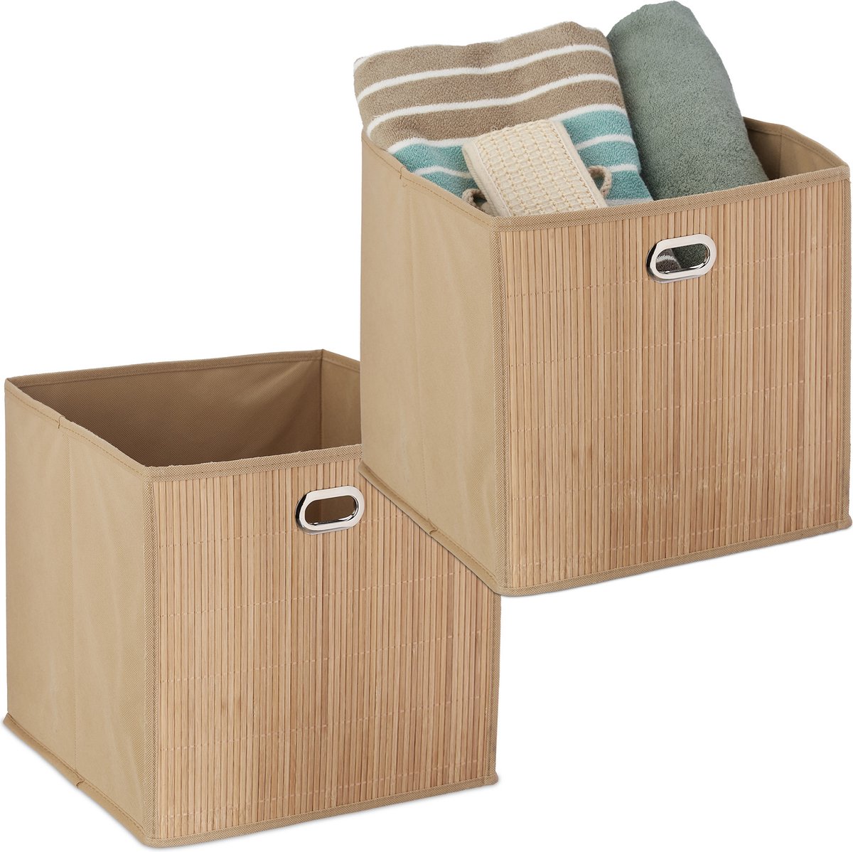 2x opbergmand bamboe - opbergbox opvouwbaar - badkamermand - kastmand set
