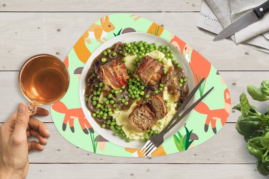 Set de table bio - Napperons bio - Dessous de verre - Animaux - Motifs - Hérisson - 6 pièces