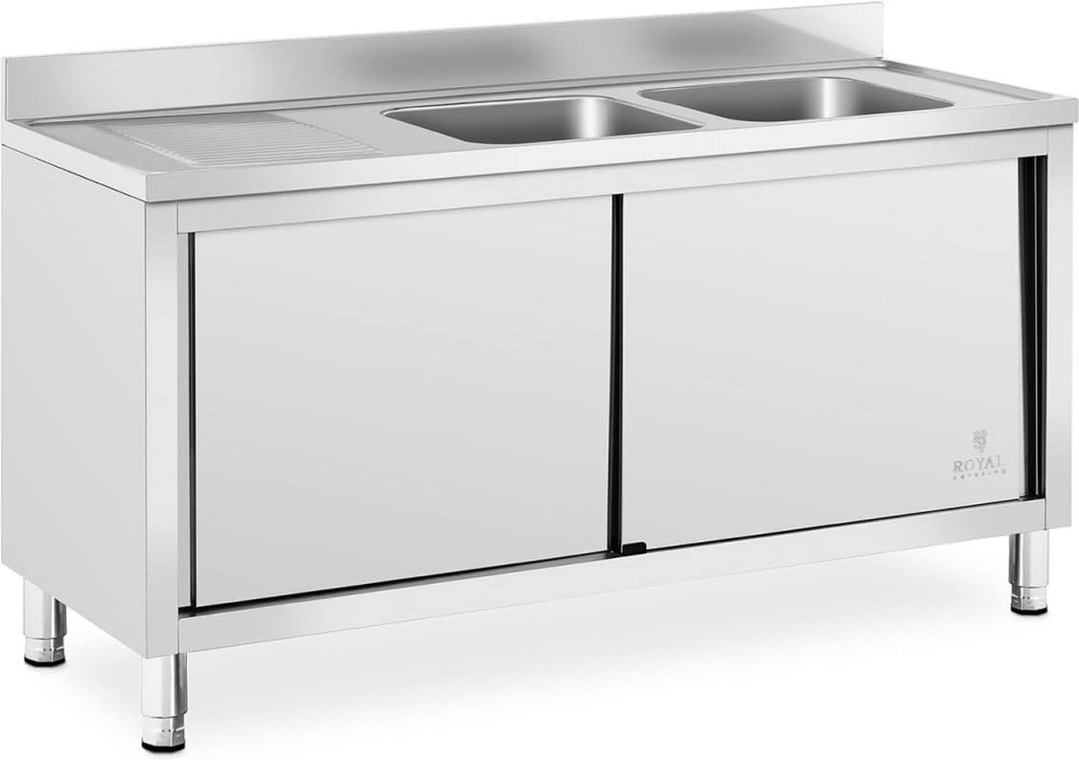 Royal Catering Wastafel kast - 2 Basin - Royal Catering - roestvrij staal - 400 x 400 x 250 mm