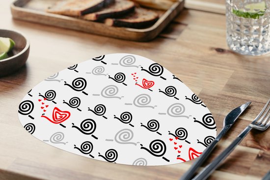 Set de table bio - Napperons de table bio - Dessous de verre - Escargots - Saint Valentin - Design - 6 pièces