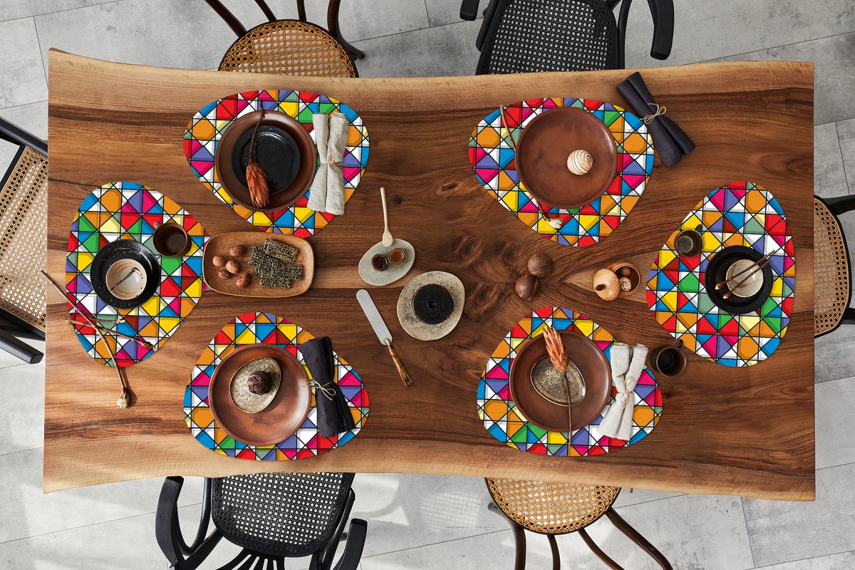 Placemat organisch - Placemats organic - Onderleggers - Glas - Geometrie - Design - 6 stuks