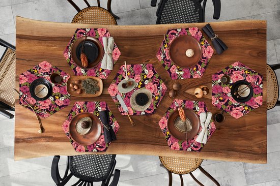 Napperons de table hexagon - Sets de table Sets de table - Set de table hexagone - Jungle - Fleurs - Motifs - 8 pièces