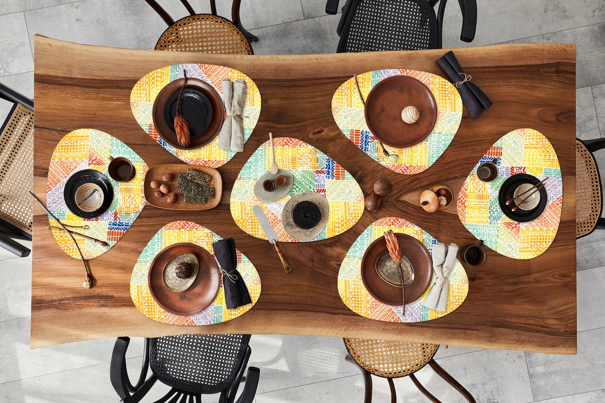 Placemat organisch - Placemats organic - Onderleggers - Patronen - Mozaïek - Abstract - 8 stuks