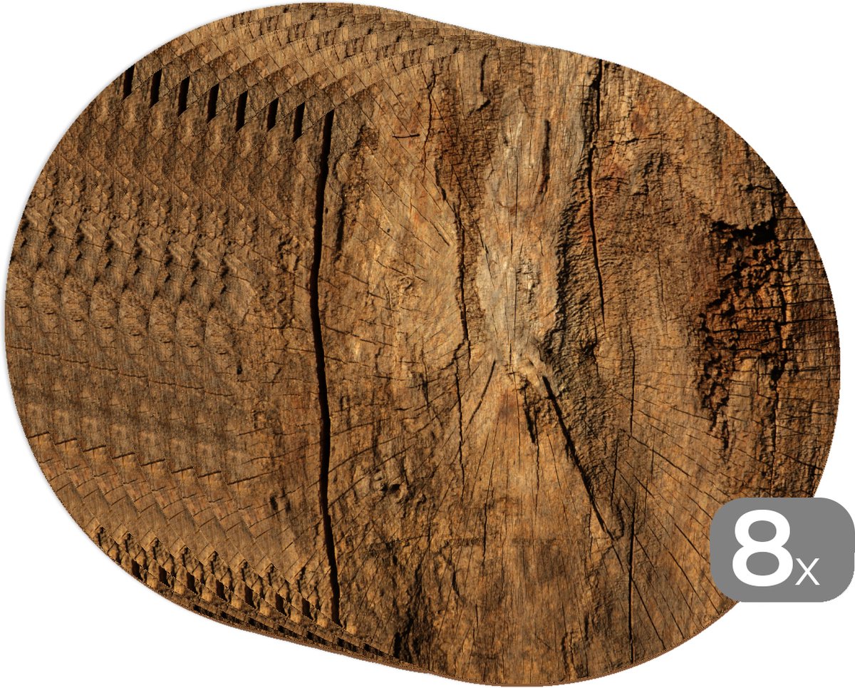 Ronde placemats Onderlegger Placemats rond Boomstam Hout