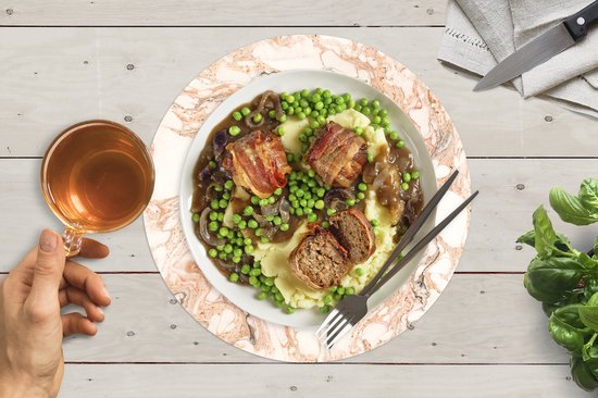 Sets de table ronds - Dessous de verre - Napperons de table ronds - Imprimé marbré - Oranje - Noir - 6 pièces