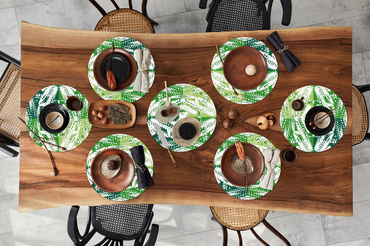 Ronde placemats - Onderlegger - Placemats rond - Cactus - Planten - Patroon - 8 stuks