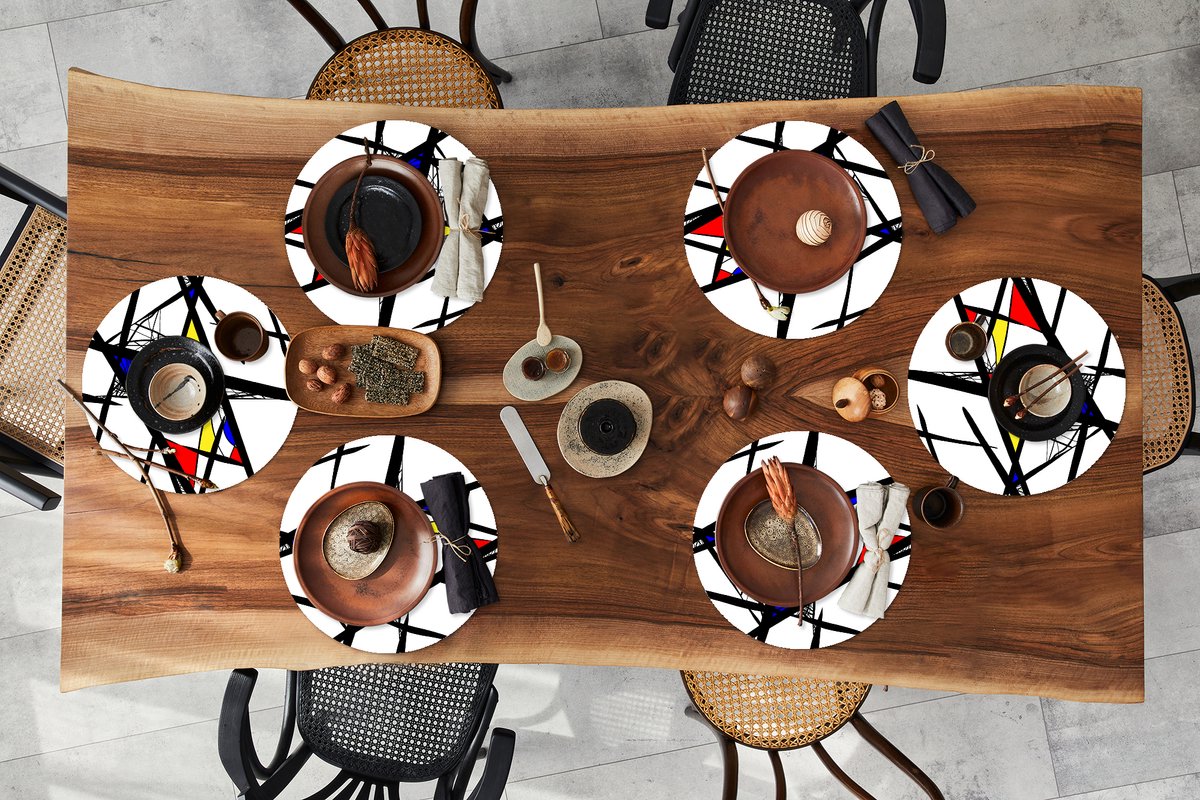 Ronde placemats - Onderlegger - Placemats rond - Patronen - Abstract - Kunst - 6 stuks