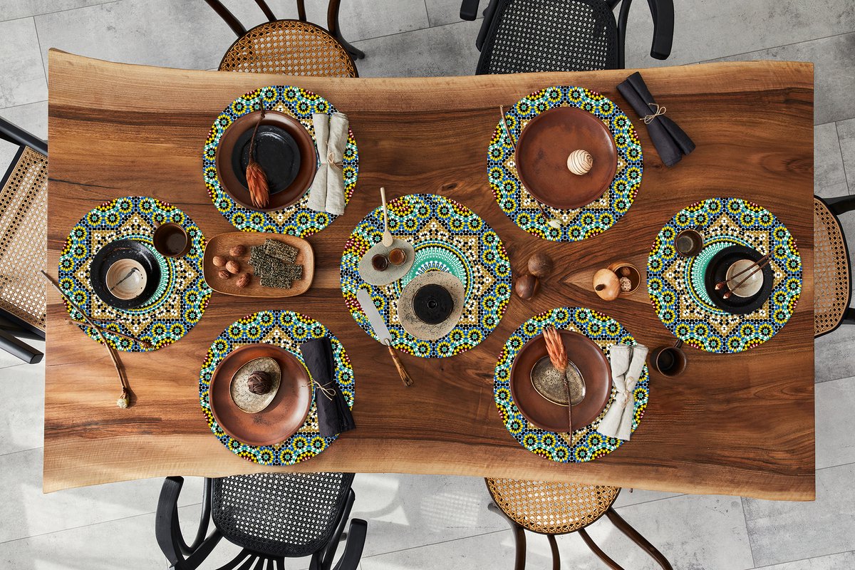 Ronde placemats - Onderlegger - Placemats rond - Mozaïek - Patronen - Mandala - 10 stuks