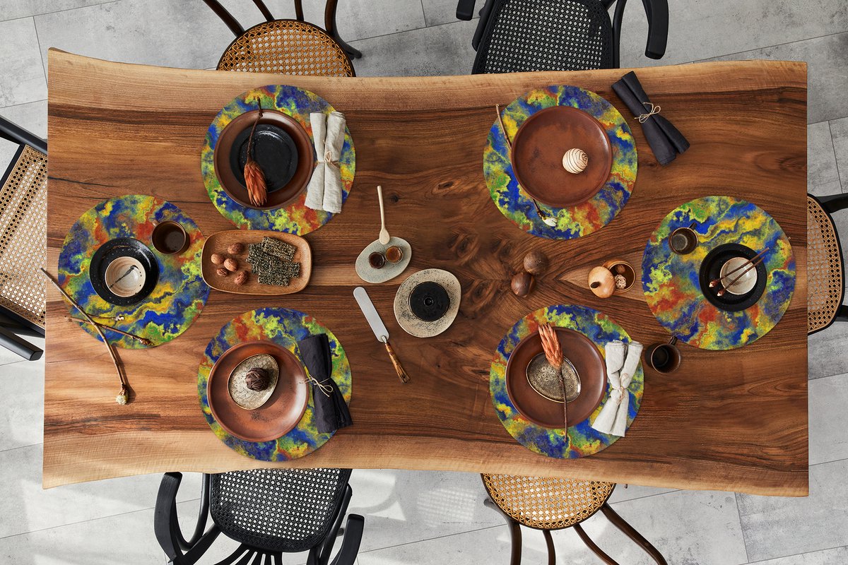 Ronde placemats - Onderlegger - Placemats rond - Abstract - Patronen - Verf - 6 stuks