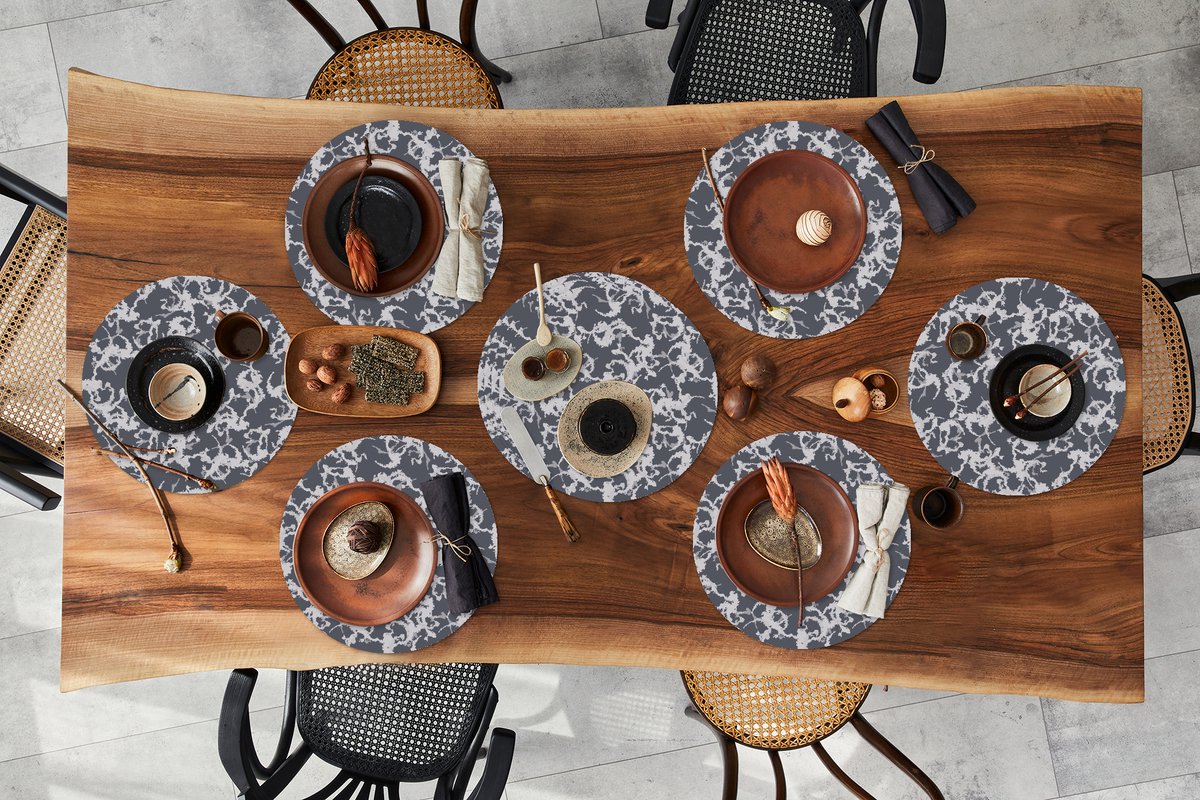 Ronde placemats - Onderlegger - Placemats rond - Patronen - Zwart Wit - Camouflage - 10 stuks