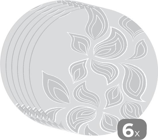 Sets de table ronds - Dessous de verre - Napperons ronds - Contour - Motifs - Feuilles - 6 pièces