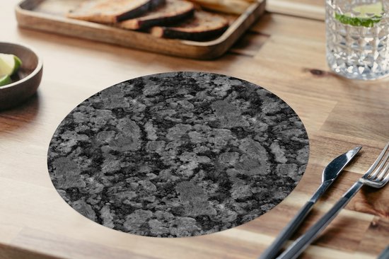 Sets de table ronds - Dessous de verre - Napperons de table ronds - Imprimé granit - Grijs - Motifs - 10 pièces