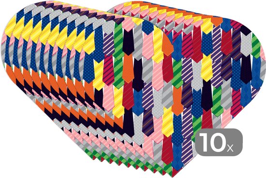 Sets de table - Napperons - Napperons coeur - Cravate - Arc-en-ciel - Motifs - 10 pièces