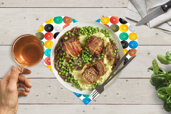 Sets de table - Napperons - Napperons coeur - Boutons - Arc-en-ciel - Vêtements - Design - 10 pièces