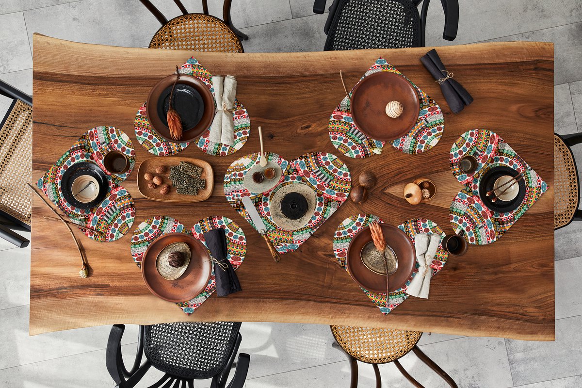Onderleggers - Placemats - Placemats hartje - Tegel - Azteken - Cirkels - Patronen - 10 stuks