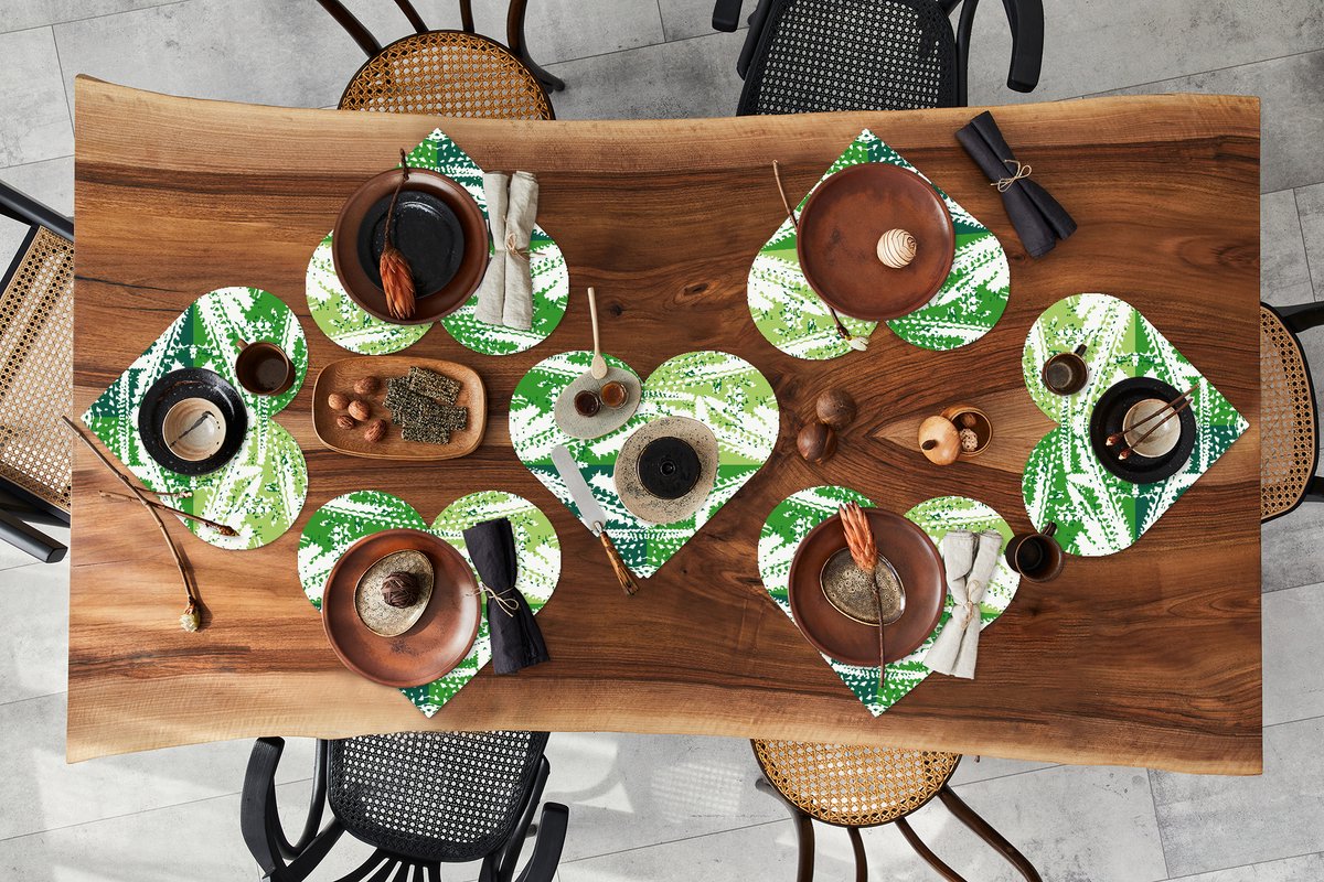 Onderleggers - Placemats - Placemats hartje - Cactus - Planten - Patroon - 8 stuks