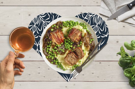 Sous-verres - Napperons - Napperons coeur - Motif - Bloem - Bleu foncé - 10 pièces