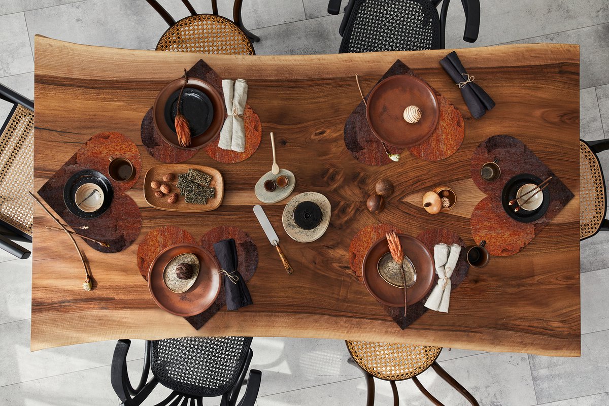 Onderleggers - Placemats - Placemats hartje - Roest print - Schaduw - Geel - 6 stuks