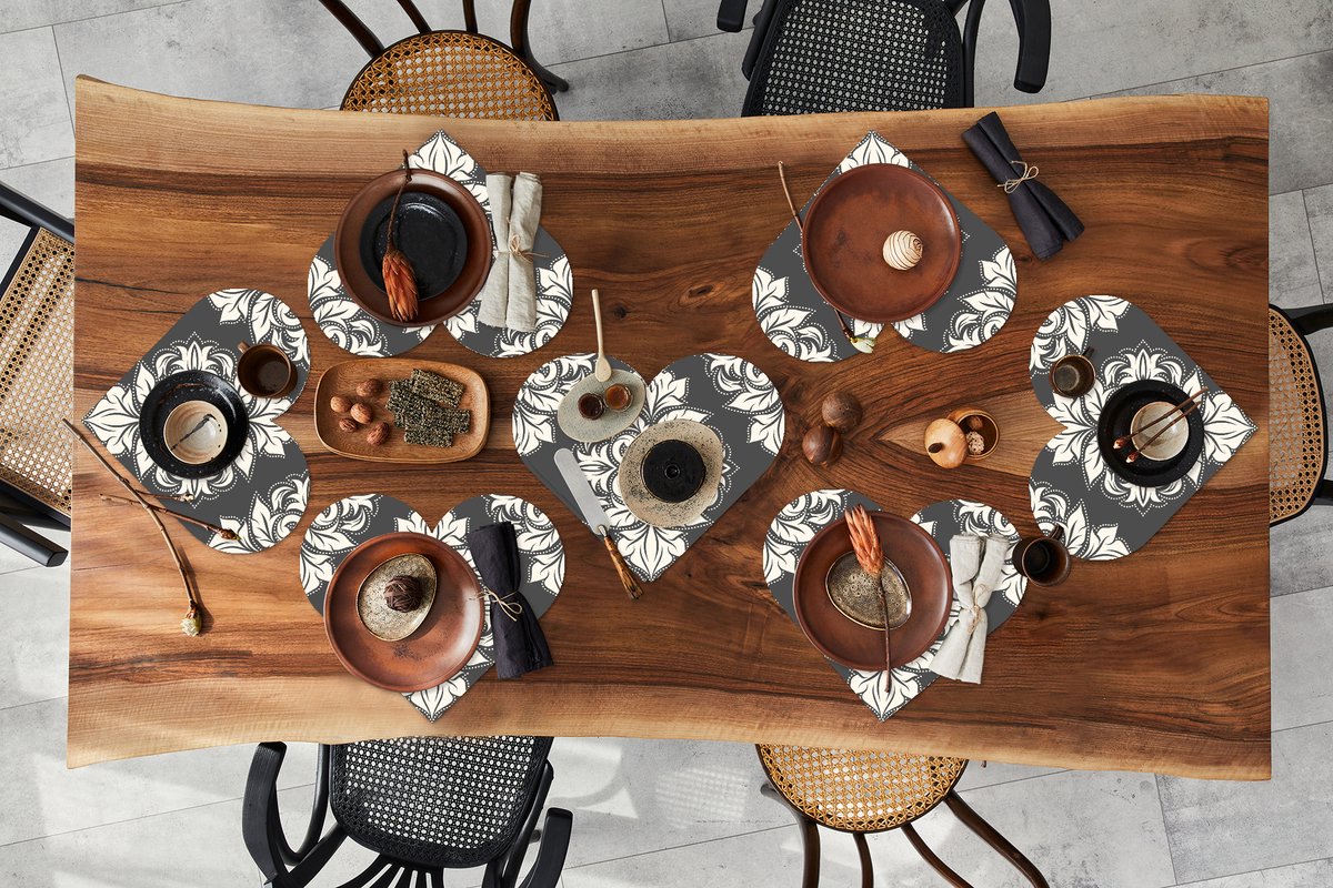 Onderleggers - Placemats - Placemats hartje - Patronen - Ruit - Jaren 20 - 8 stuks