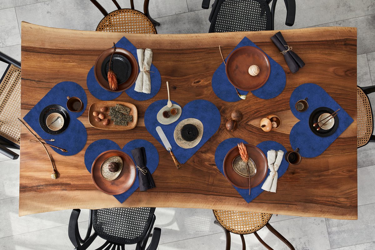 Onderleggers - Placemats - Placemats hartje - Verf - Patronen - Abstract - Blauw - 8 stuks