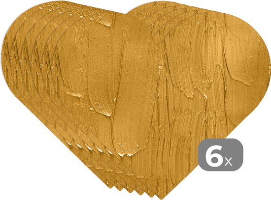 Dessous de verre - Napperons de table - Napperons de table coeur - Peinture - Motifs - Ocre - 6 pièces
