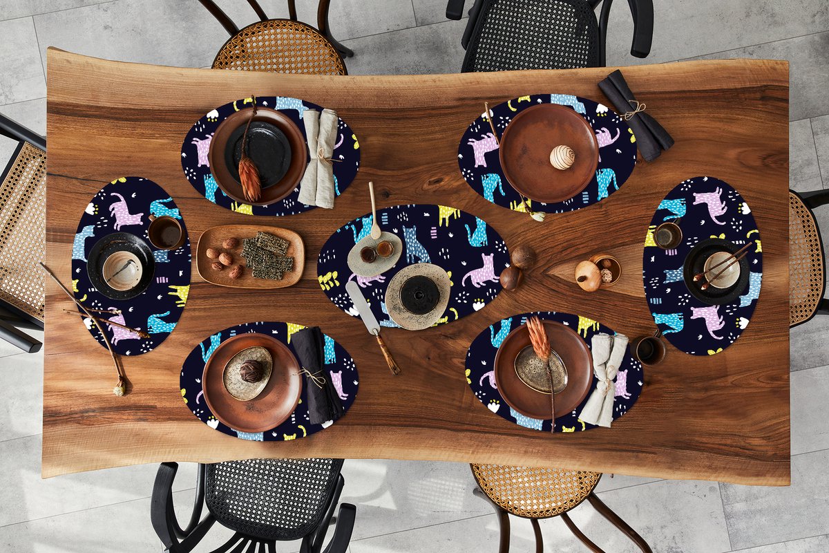 Placemats ovaal - Onderleggers - Ovale placemats - Design - Jungle - Luipaard - Dieren - 10 stuks