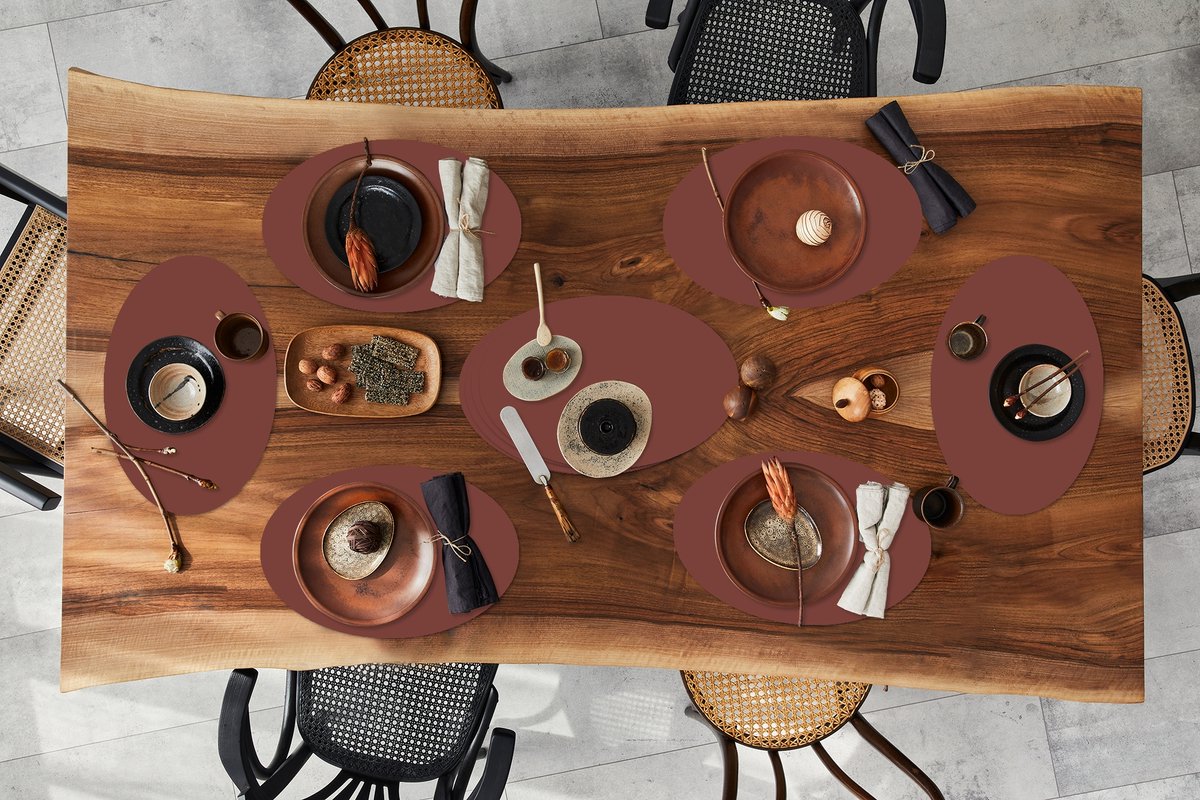Placemats ovaal - Onderleggers - Ovale placemats - Palet - Rood - Interieur - 10 stuks