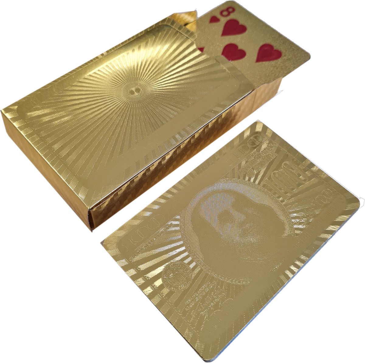 Gouden waterdichte speelkaarten in doosje. - Time 4 Gifts