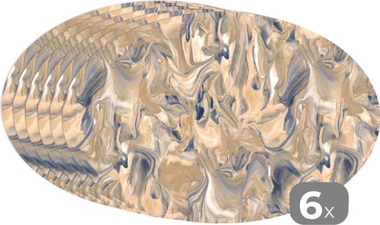 Napperons de table ovales - Sets de table - Sets de table ovales - Marbre - Grijs - Motifs - 6 pièces