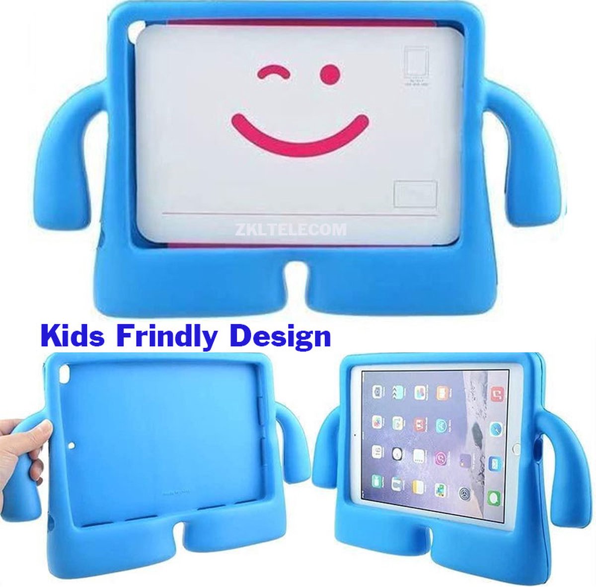 IP AIR 9.7 5/6/7/8/9 back cover kids Proof Cover Hoes voor Kinderen Draagbare tablet kinderhoes met handvat – BLAUW.