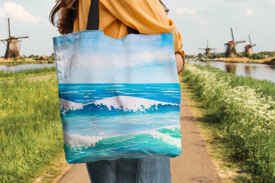 Sac Bandoulière - Sac Plage - Shopper Golf - Mer - Aquarelle - 40x40 cm - Sac Coton