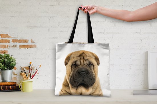 Sac bandoulière - Sac de plage - Shopper Wrinkle dog - Sharpei - Bébé - Jeune - Chambre de bébé - Puériculture - 40x40 cm - Sac coton