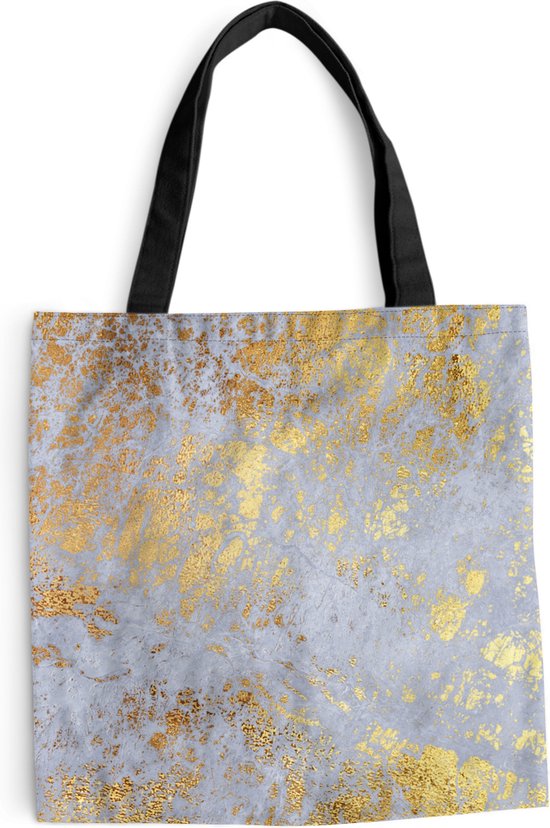 MuchoWow® Sac bandoulière - Sac de plage - Big Shopper - Sac shopping - Marbre - Or - Grijs - 40x40 cm - Sac en coton