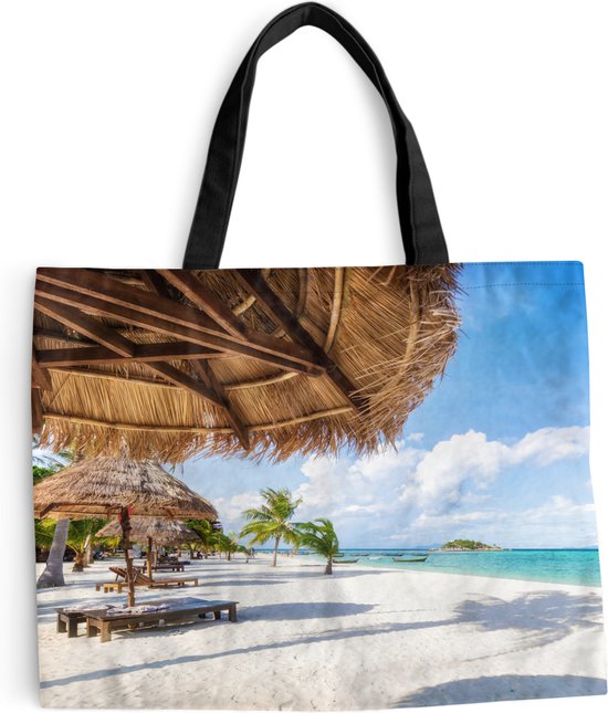 Shopping / Sac de plage avec poignées noires - 35 cm x 41 cm