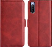 Sony Xperia 10 IV Hoesje - MobyDefend Luxe Wallet Book Case (Sluiting Zijkant) - Rood - GSM Hoesje - Telefoonhoesje Geschikt Voor Sony Xperia 10 IV