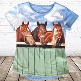 Chemise bleu clair avec chevaux - s&C-86/92 t-shirts filles