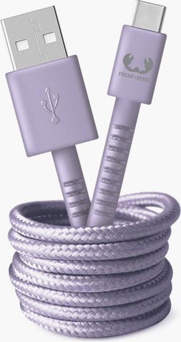 Fresh'n Rebel USB - USB-C Fabriq Cable (2m) - Paars | USB-A - USB-C | 8720249802990