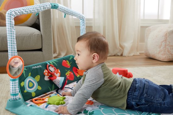 Fisher-Price 3-in-1 Baby Gym, Play Mat, Baby to Toddler, with 5 Developmental Toys with Lights and Sounds and Adjustable Bow, Rainforest, HJW08