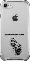 Telefoonhoesje Geschikt voor iPhone SE 2022/2020 | Geschikt voor iPhone 8/7 Leuk TPU Backcase met transparante rand Gun Don't Touch My Phone