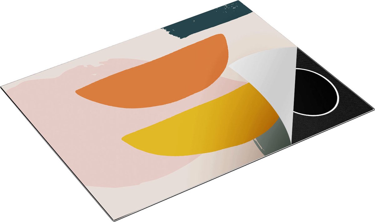 Chefcare Inductie Beschermer Abstracte Kunst in Scandinavische Stijl - 77x59 cm - Afdekplaat Inductie - Kookplaat Beschermer - Inductie Mat
