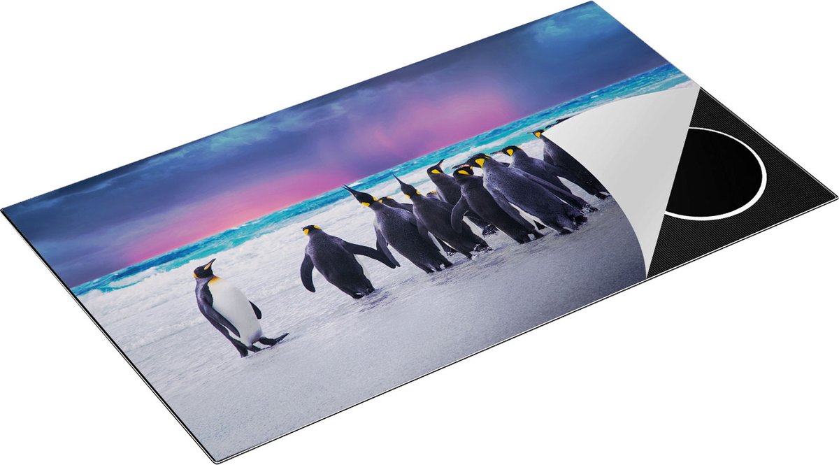 Chefcare Inductie Beschermer Groep Pinguïns bij het Water - Kudde - 91,2x52 cm - Afdekplaat Inductie - Kookplaat Beschermer - Inductie Mat