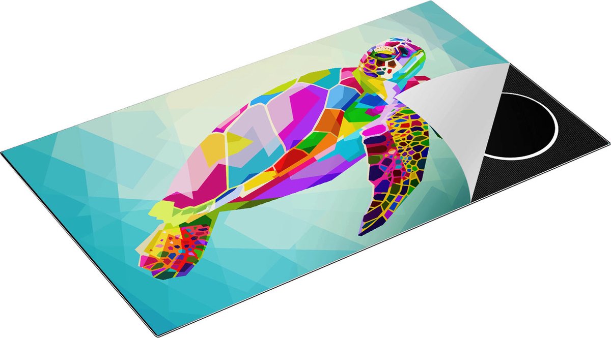 Chefcare Inductie Beschermer Kleurrijke Schildpad in het Water - 90x50 cm - Afdekplaat Inductie - Kookplaat Beschermer - Inductie Mat