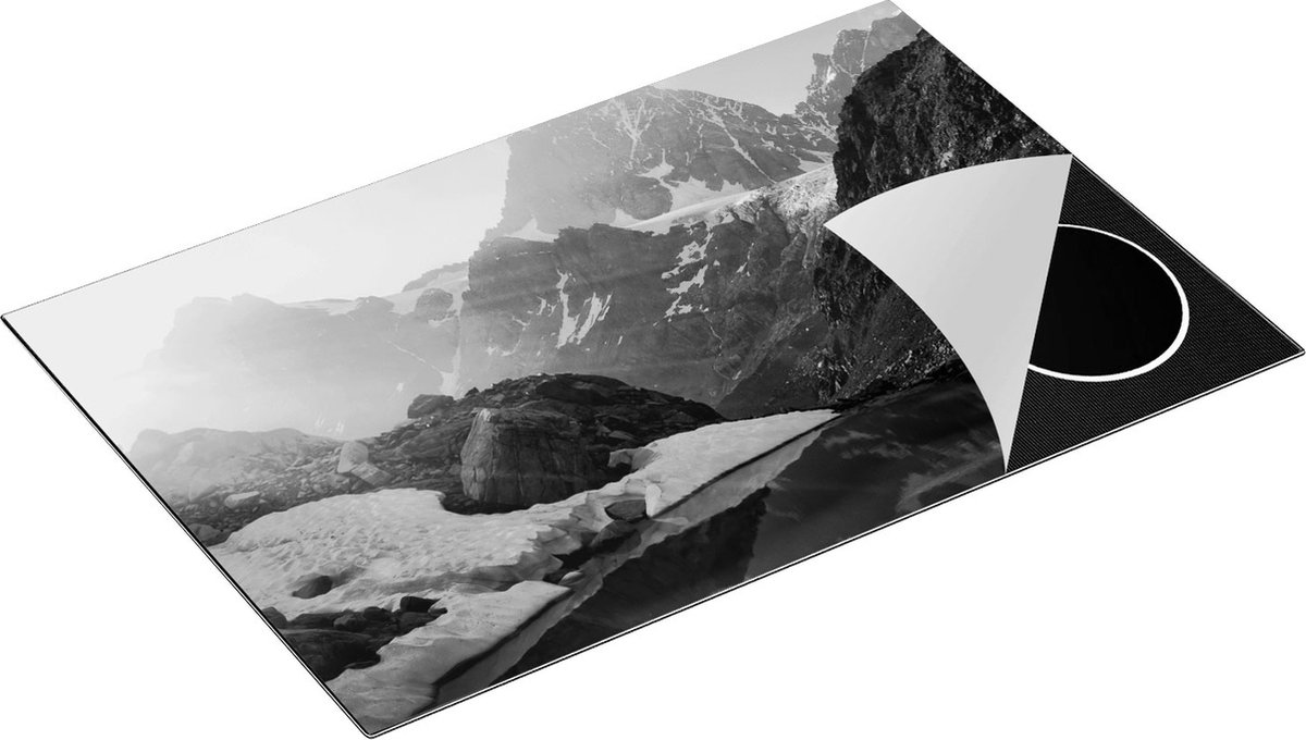 Chefcare Inductie Beschermer Landschap berg meer - Zwart Wit - 83x51,5 cm - Afdekplaat Inductie - Kookplaat Beschermer - Inductie Mat
